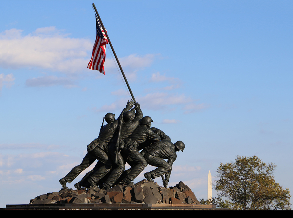 The Marine Corp War Memorial in Washington, D.C is a military memorial of all personnel of the United States Marine Corps who have killed since 1775
